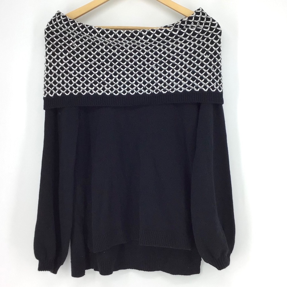 Heather B Black Off Shoulder Pullover Knit Sweater